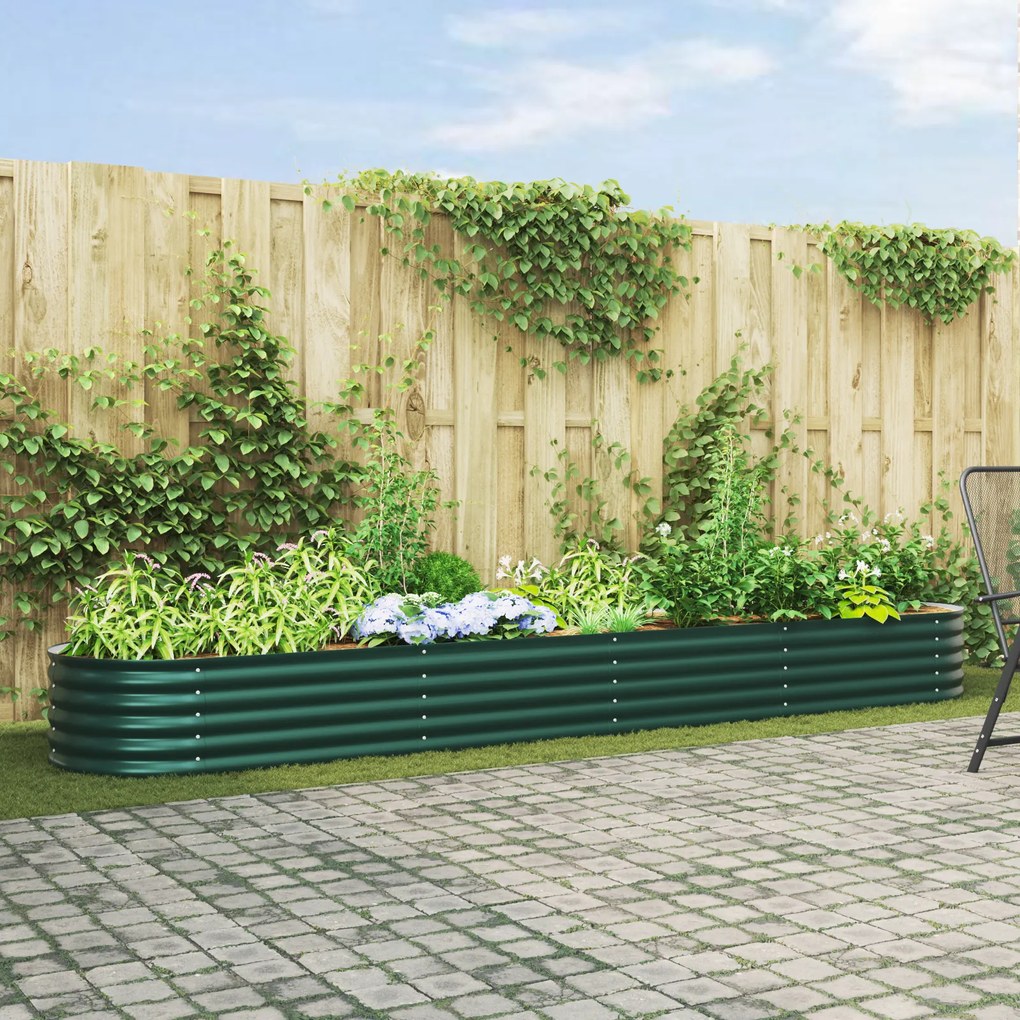 Cama Elevada de Jardim Verde vidaXL 400x80x44 cm em Aço Galvanizado
