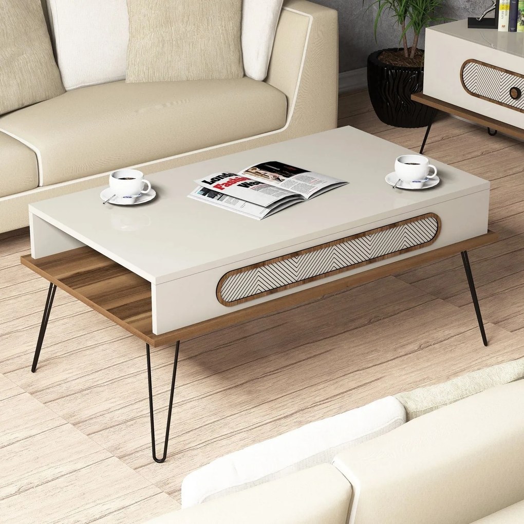 Mesa de Centro Ekol – Creme – 105x45,8x56 cm
