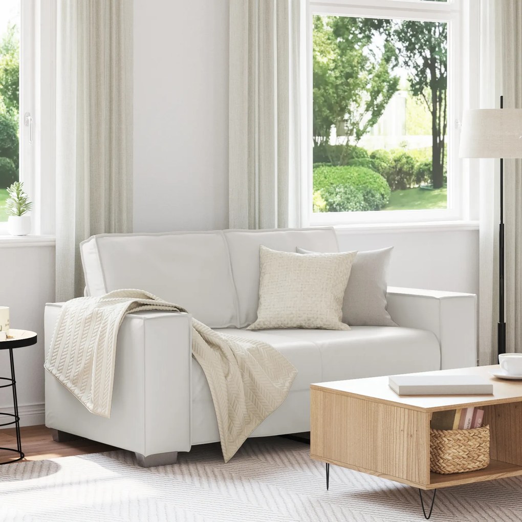 Sofá Loveseat vidaXL Branco 120 cm em Couro Sintético