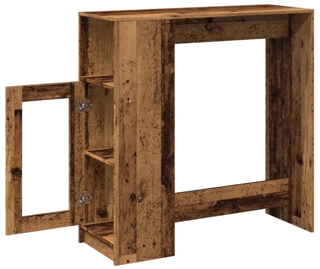 Mesa de bar com prateleiras derivados de madeira madeira velha