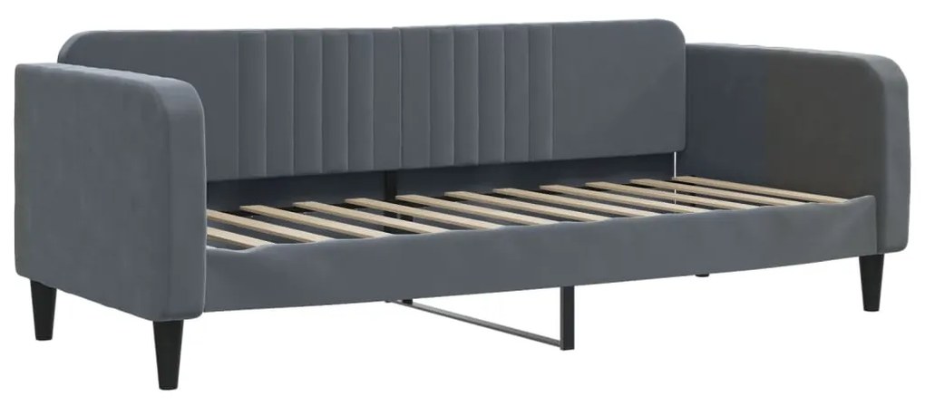 Sofá-cama com gavetão 90x190 cm veludo cinzento-escuro