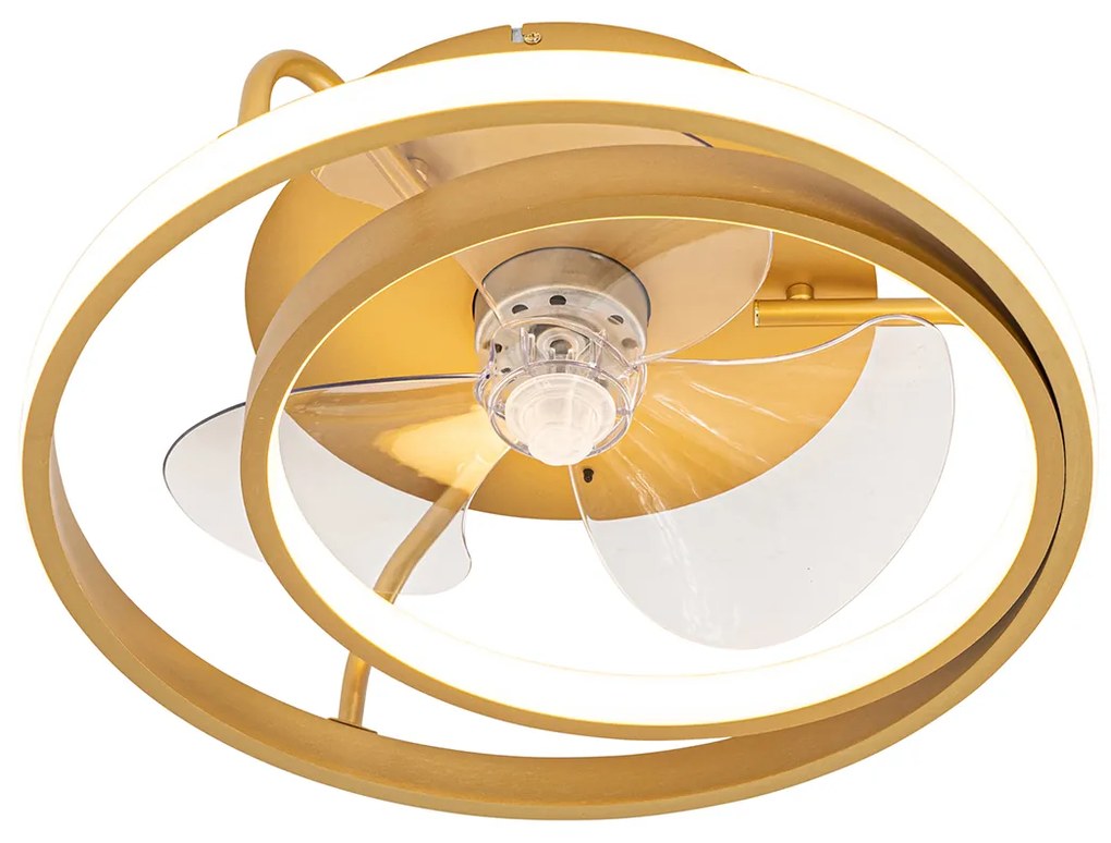 Ventilador de teto dourado 46,5cm incl. LED com controlo remoto - Kees Design