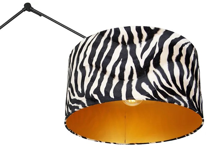 Candeeiro de pé preto com abat-jour de zebra 50 cm - Editor Moderno