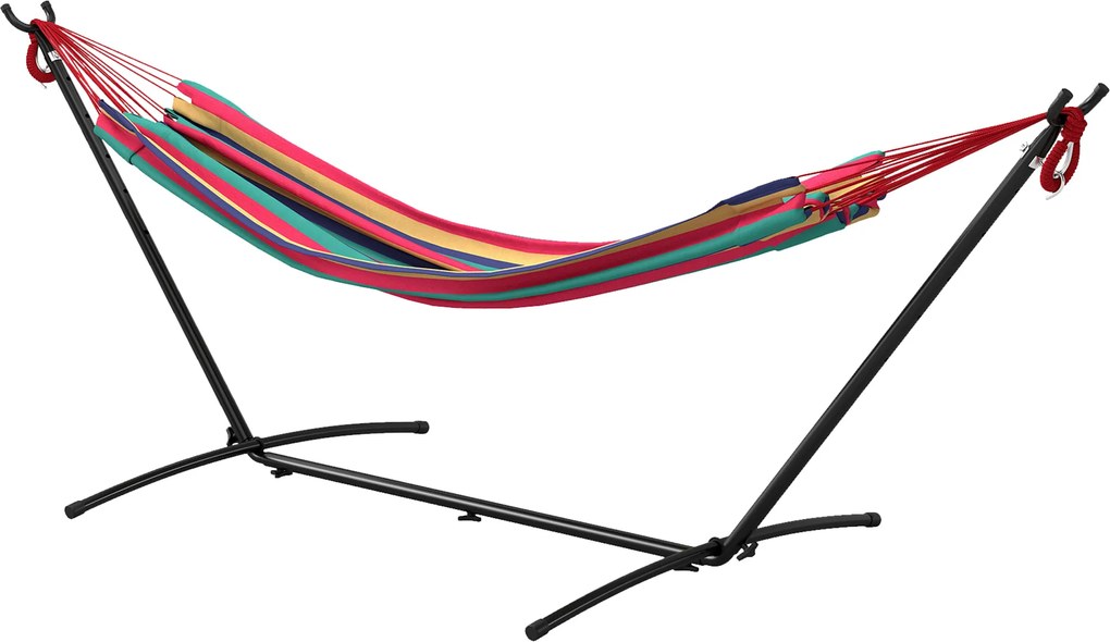 Outsunny Cama Rede Suporte 310x117 cm Bolsa Transporte Altura Ajustável Capacidade 120 kg Campismo Praia Jardim Laranja | Aosom Portugal