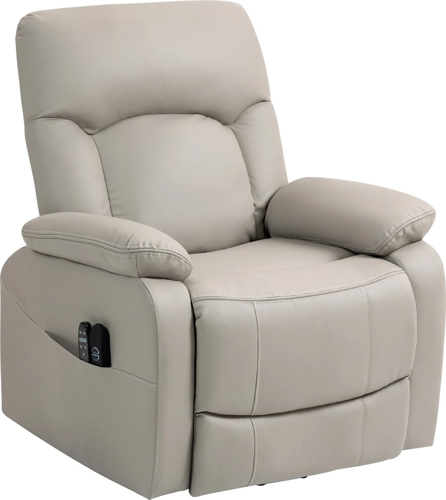 Poltrona elevatória elétrica, 89 x 94,5 x 103 cm poltrona relax elétrica com função de massagem e aquecimento, cinzenta