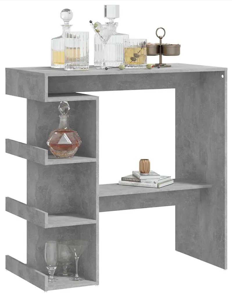 Mesa de bar com prateleira derivados de madeira cinza cimento