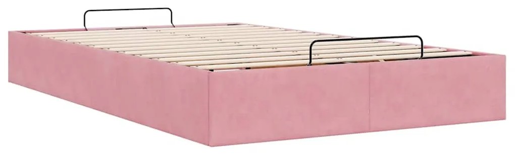 Ottoman Bed Frame No Colchão Rosa 120x200 cm Veludo