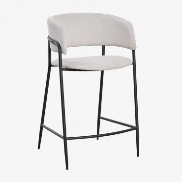 Pack De 2 Bancos Altos Estofados Nalon Negro & ↑65 Cm & Tecido Branco Quebrado - Sklum