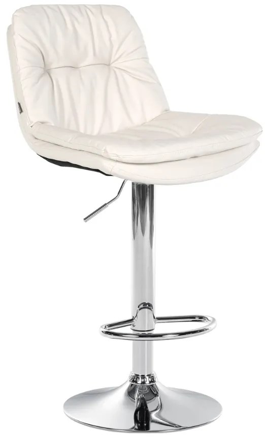Banco de bar em couro sintético com estrutura prateada 92-113 x 46 x 54 cm branco