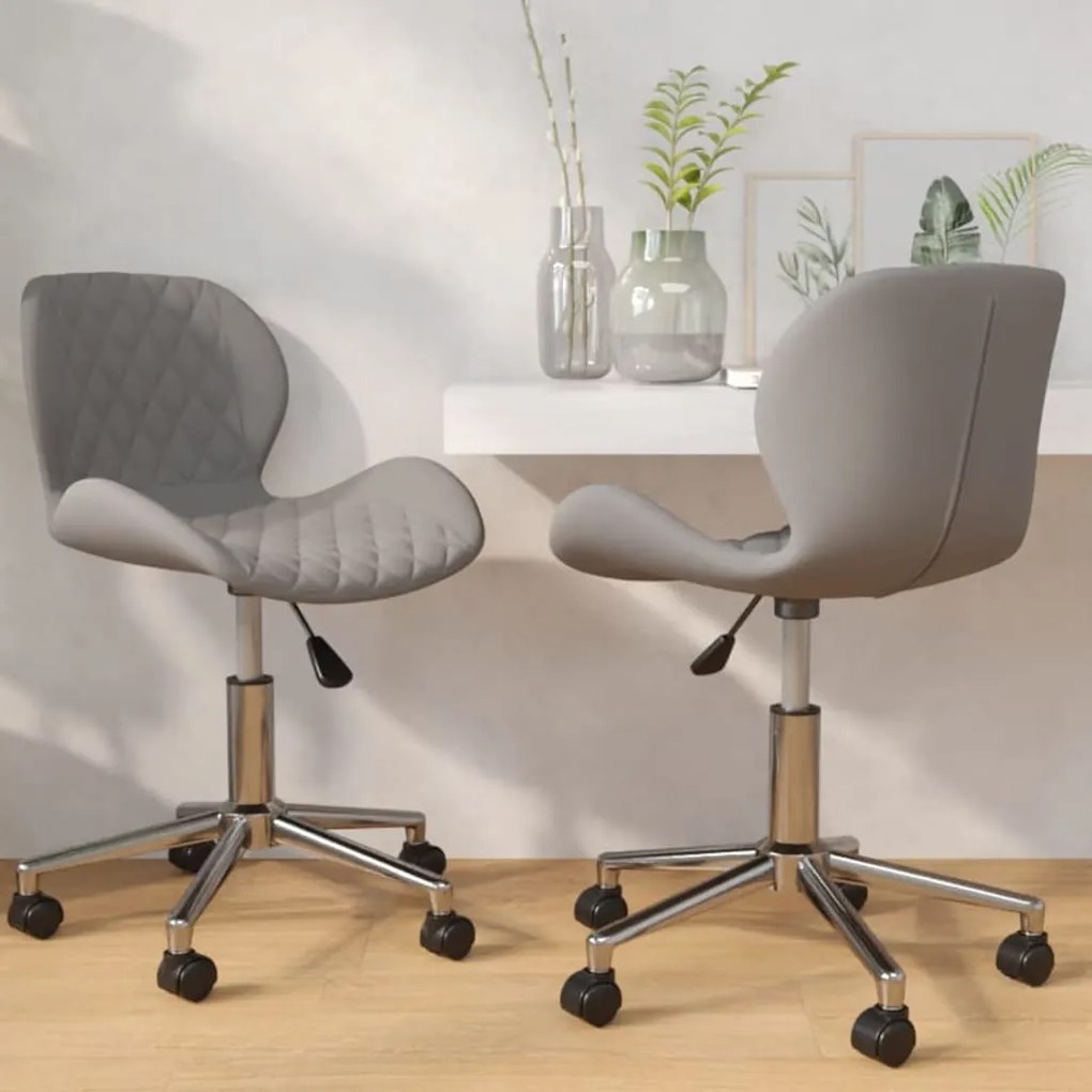 vidaXL Cadeiras de jantar giratórias 2 pcs veludo cinzento-claro
