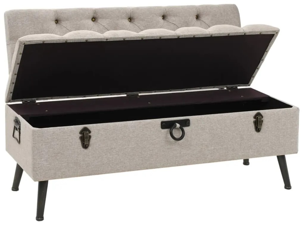 Banco de arrumação com encosto 110 cm tecido cor creme
