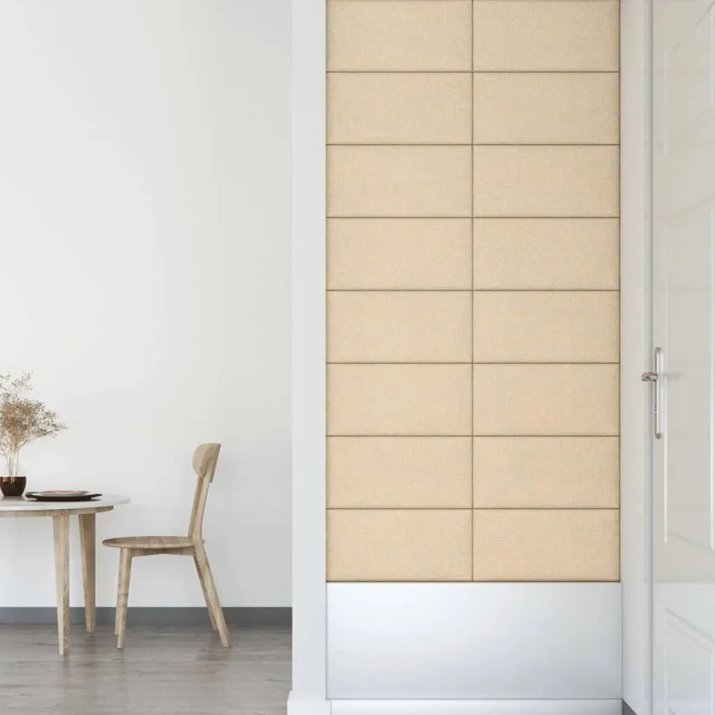 Painel de parede 12 pcs 60x30 cm tecido 2,16 m² creme