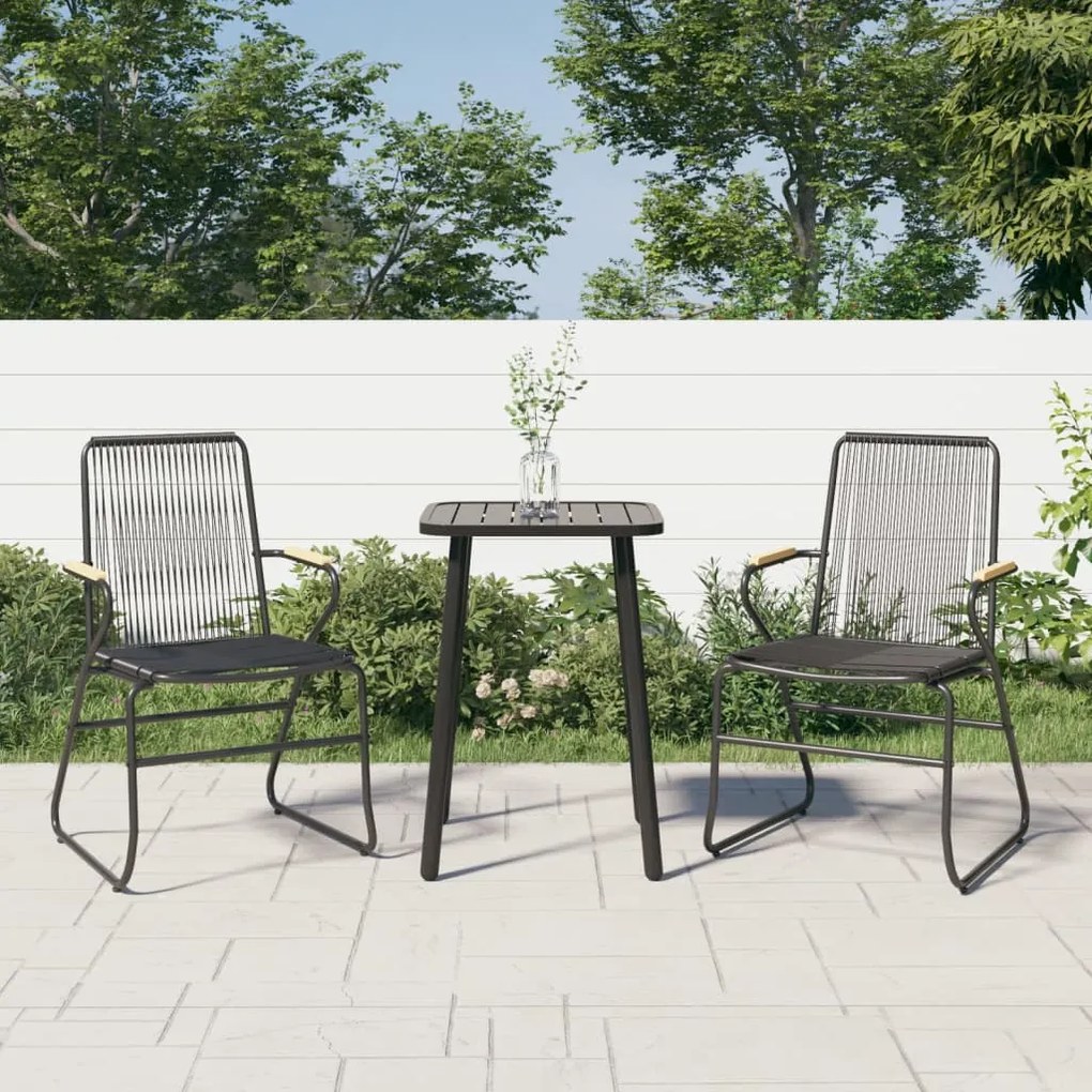 vidaXL Cadeiras de jardim 2 pcs 58x59x85,5 cm vime de PVC preto