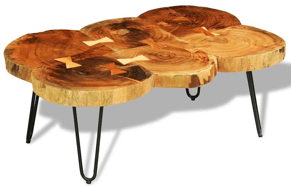 Mesa de centro 35 cm 6 troncos madeira de acácia sólida