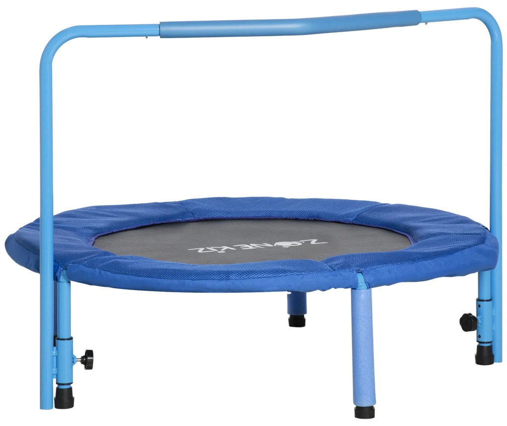 ZONEKIZ Trampolim Infantil 3 em 1 para Crianças de 1-6 Anos com Corrimão Amovível Mini Trampolim para Interior Ø96x74cm Azul