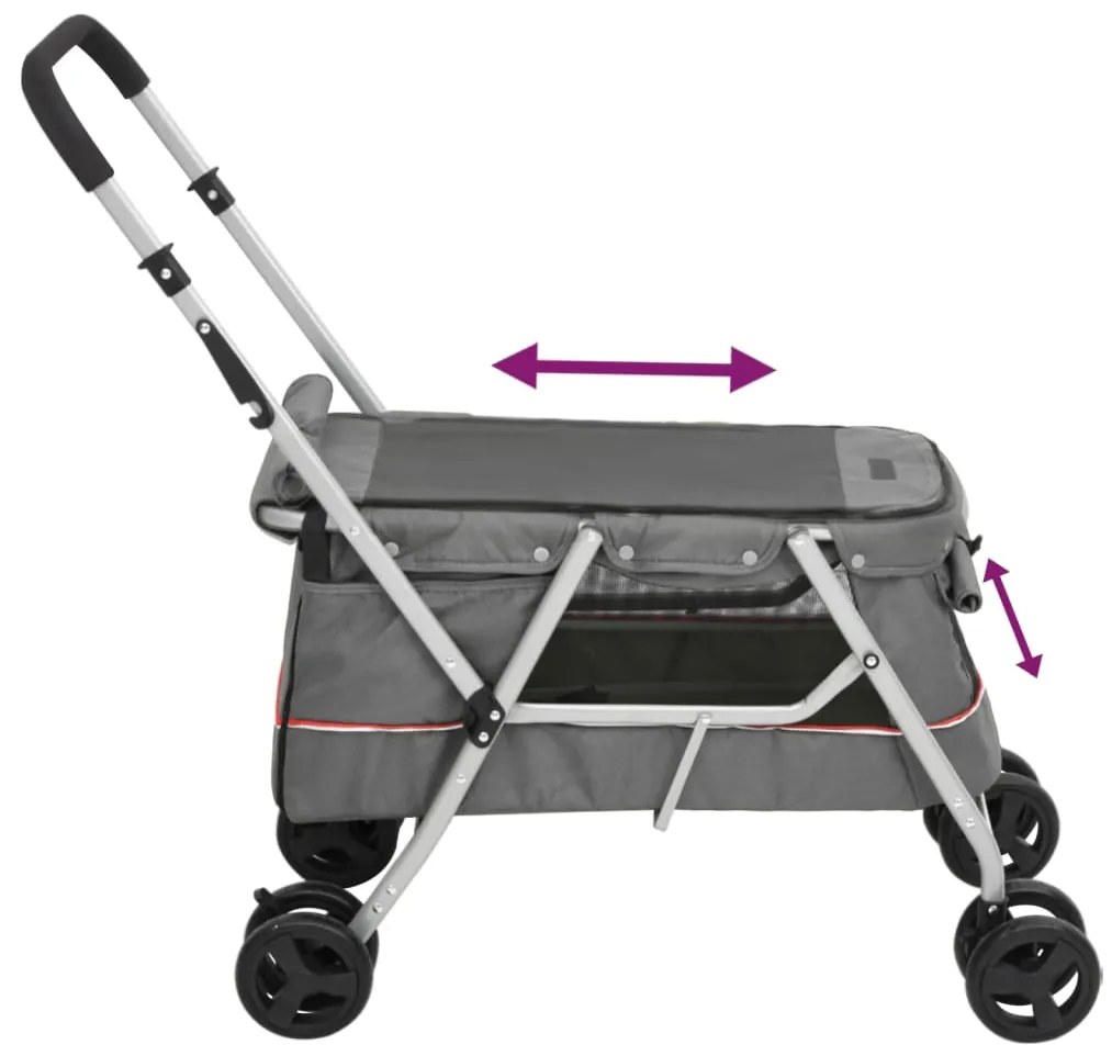 Carrinho dobrável para cães 100x49x96 cm tecido linho cinzento