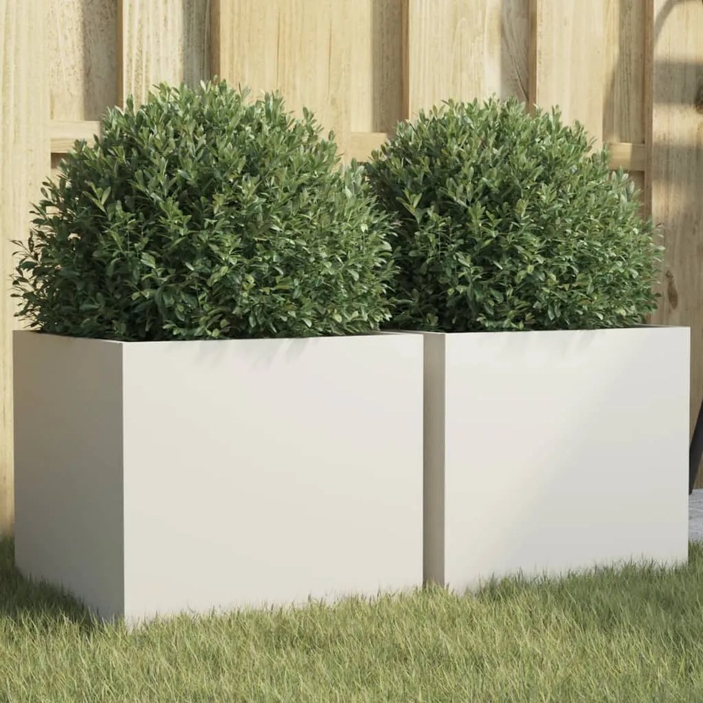 vidaXL Vasos/floreiras 2 pcs 32x30x29 cm aço branco