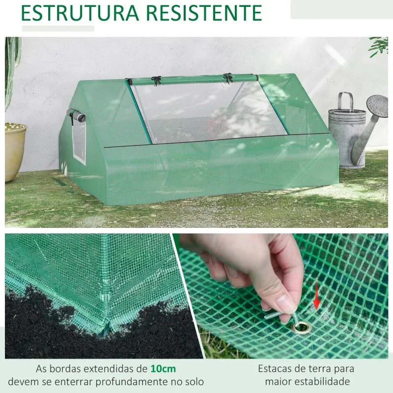 Estufa Pequena 180x140x80 cm para Cultivo com 2 Portas 2 Janelas Estrutura de Aço e Cobertura PE Anti-UV  Verde