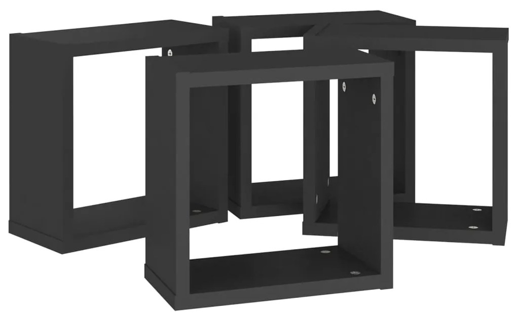 Prateleiras de parede em forma de cubo 4 pcs 30x15x30 cm preto