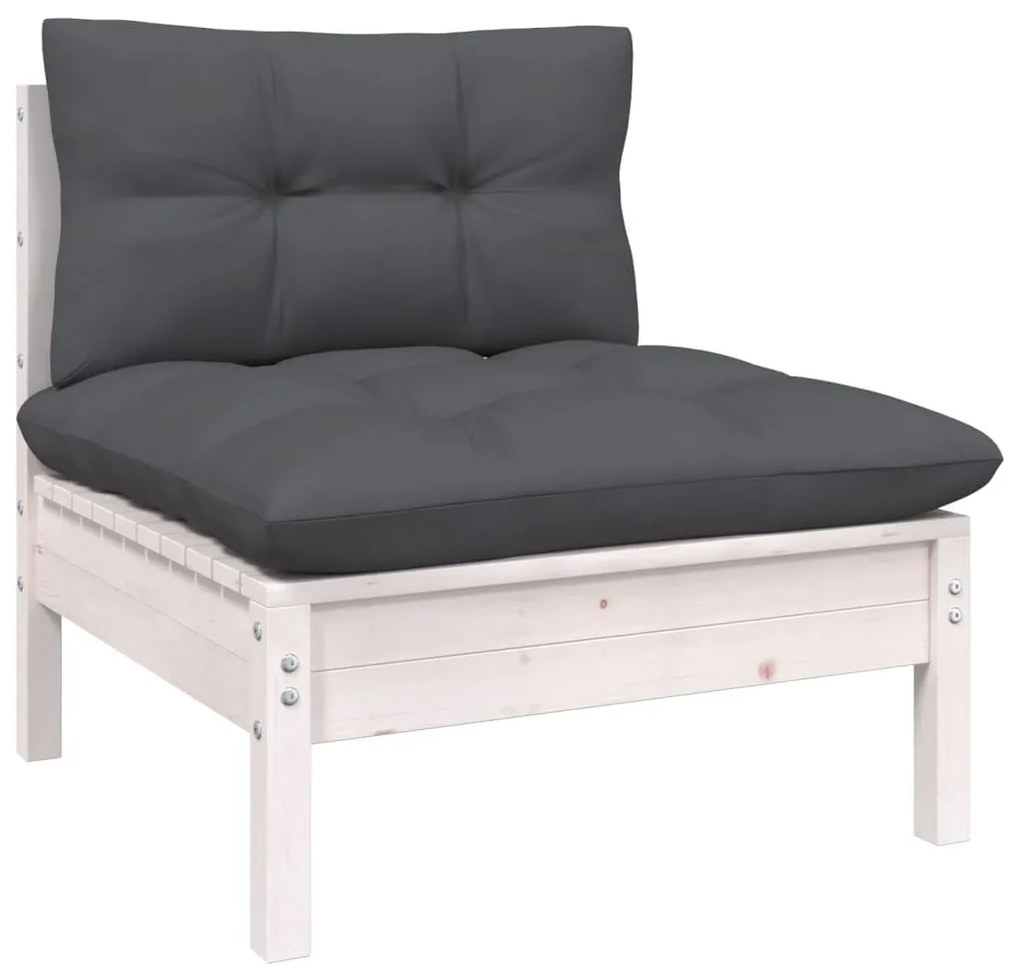 13 pcs conj. lounge de jardim com almofadões antracite pinho