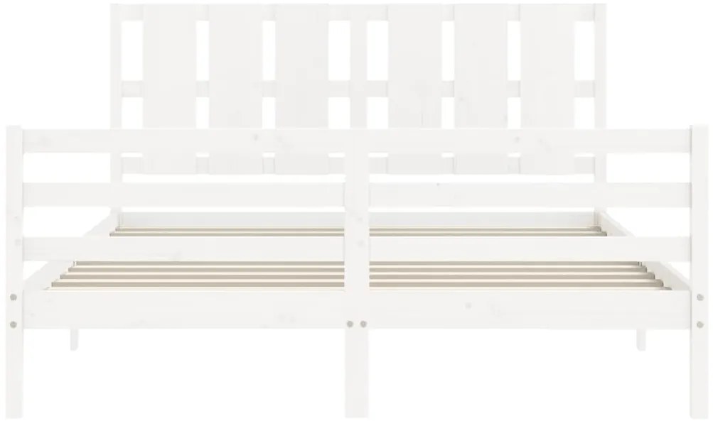 Estrutura de cama King Size com cabeceira madeira maciça branco