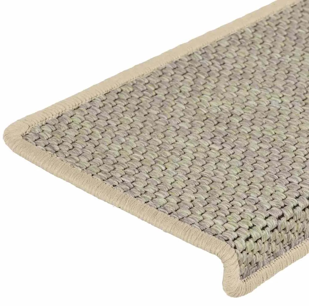 Tapetes escada adesivos aspeto sisal 15 pcs 65x21x4 cm verde
