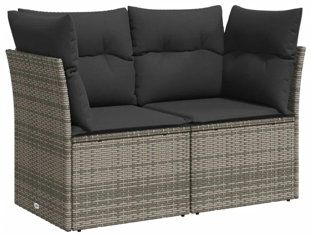 10 pcs conjunto sofás de jardim c/ almofadões vime PE cinzento