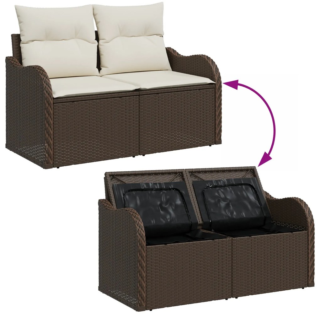 Conjunto de Sofás de Jardim de 6 Peças com Almofadas Rattan Polido Cas