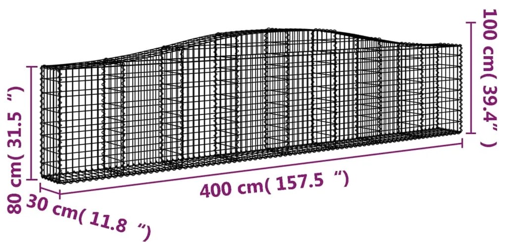 Cestos gabião arqueados 10pcs 400x30x80/100cm ferro galvanizado