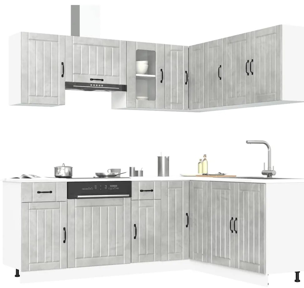 11 peças armário de cozinha conjunto Kalmar concreto cinza