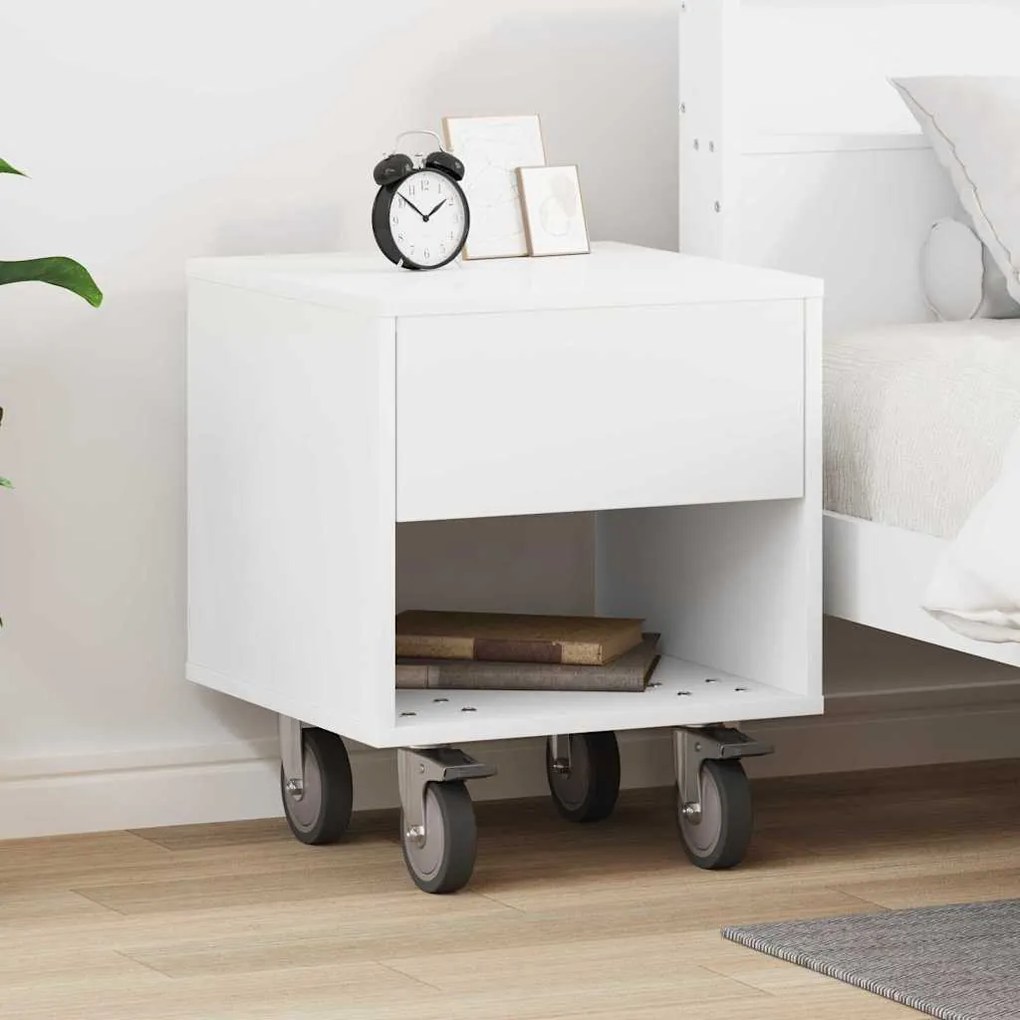 vidaXL Mesa-de-cabeceira Branco 40,5 x 40 x 48 cm Madeira processada