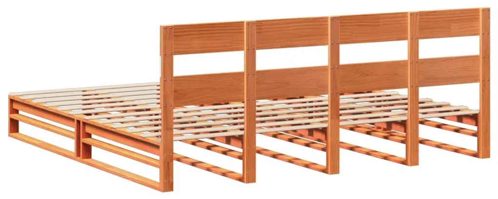 Cama sem colchão 200x200 cm pinho maciço castanho-mel