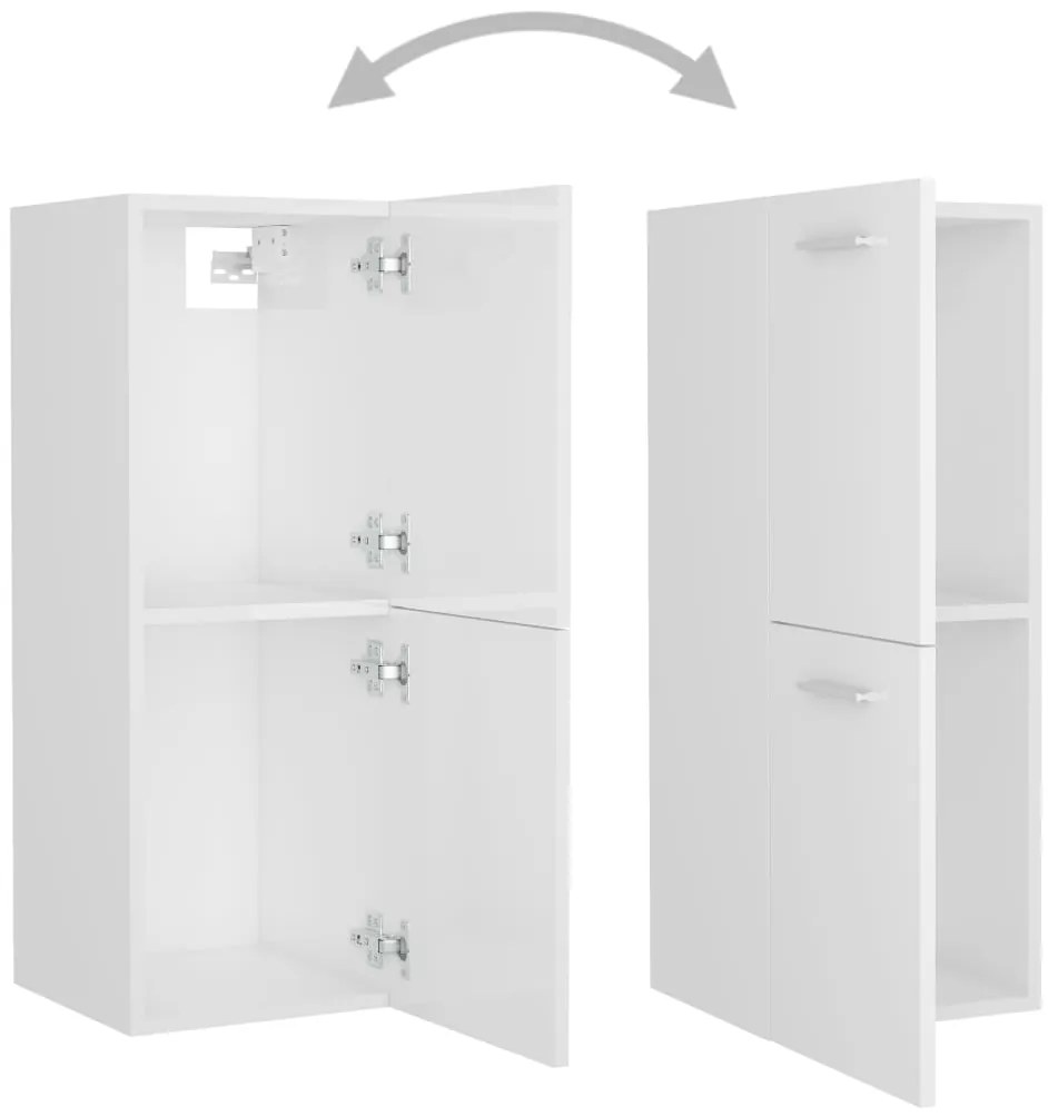 Armário casa de banho 30x30x80cm contraplacado branco brilhante