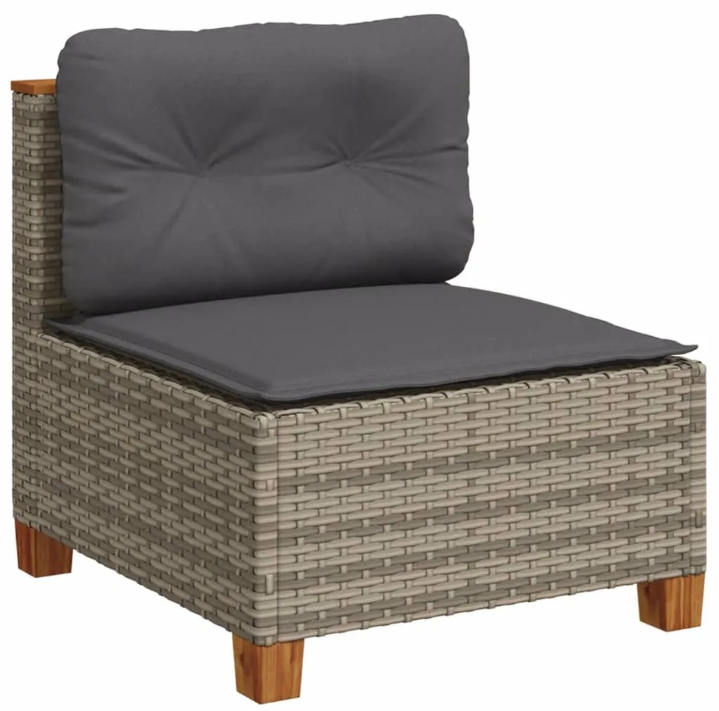 6 pcs conjunto sofás de jardim com almofadões vime cinzento