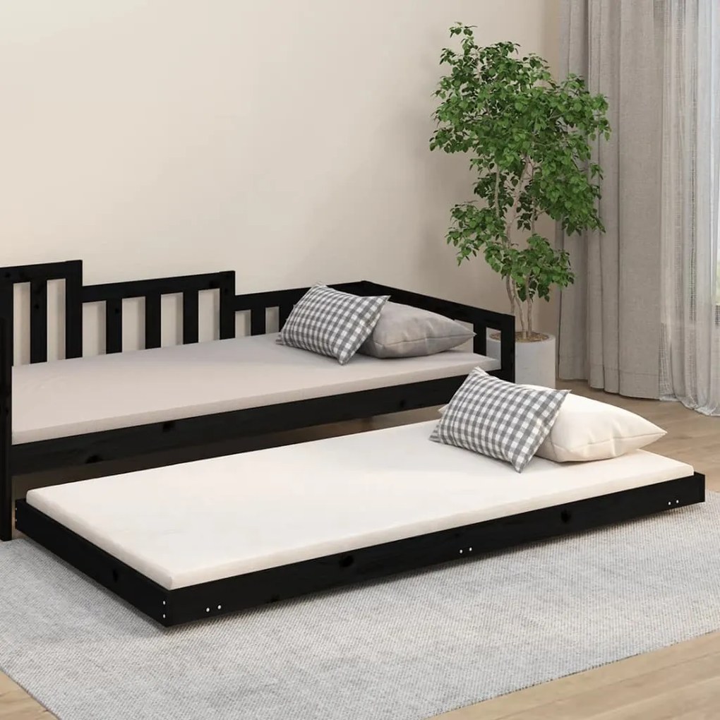823503 vidaXL Estrutura de cama 80x200 cm madeira de pinho maciça preto