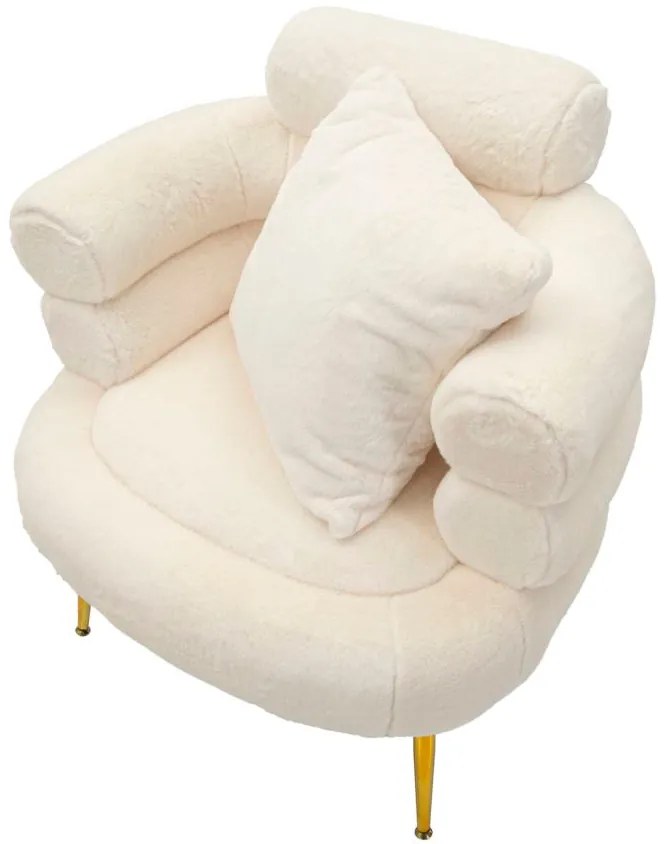 Poltrona Glam Soffy Plus em Pelo Sintético – 78x68x85 cm – Branco e Do