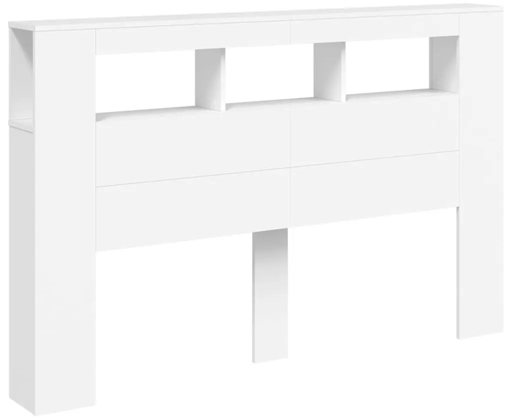 Cabeceira cama c/ LEDs 160x18,5x103,5 cm deriv. madeira branco