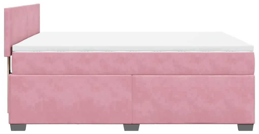 Cama com molas/colchão 160x200 cm veludo rosa