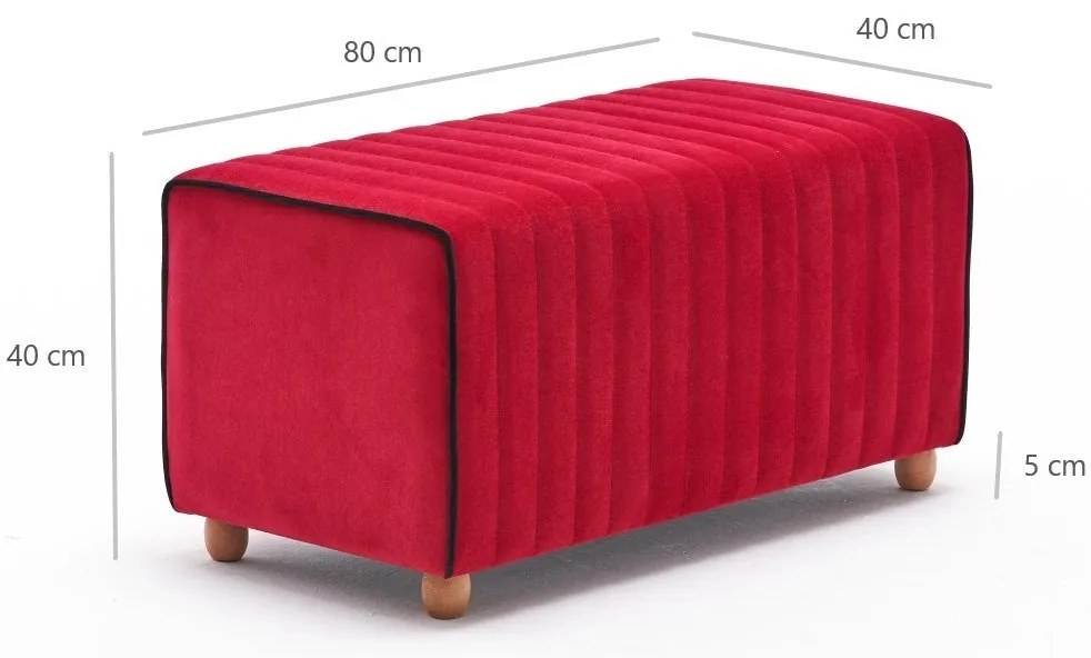 Pouffe Mabel – Vermelho – 80 cm x 40 cm x 40 cm