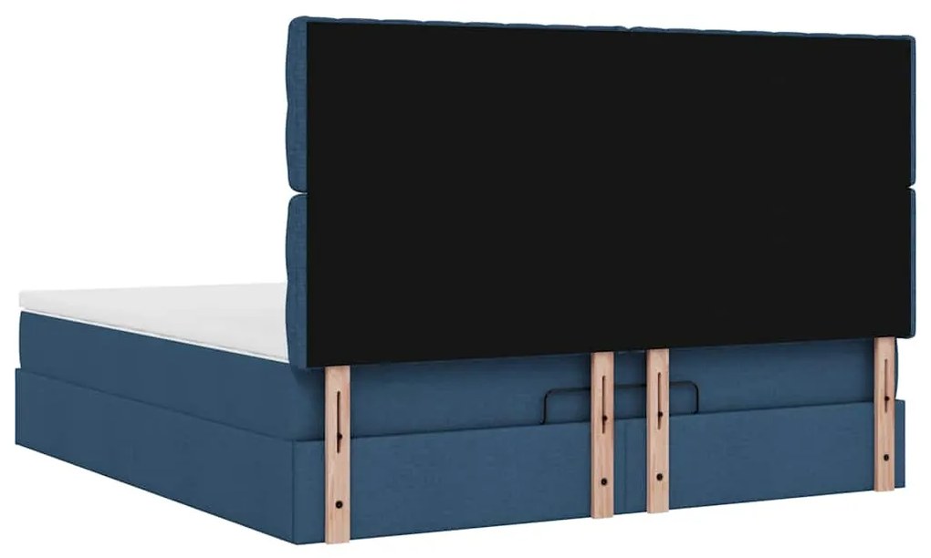Estrutura de cama otomana vidaXL com tecido azul colchão 180x200cm