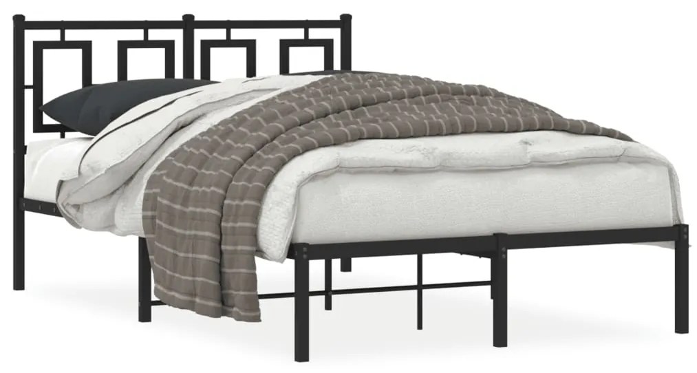 vidaXL Estrutura de cama com cabeceira 120x190 cm metal preto