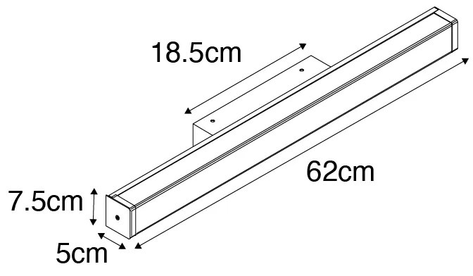 Aplique de parede para casa de banho em latão 62 cm com LED IP44 - Cascada Moderno