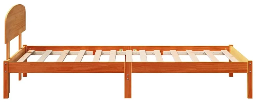 Estrado de Cama com Cabeceira Castanho Encerado 100x200 cm Madeira Sól