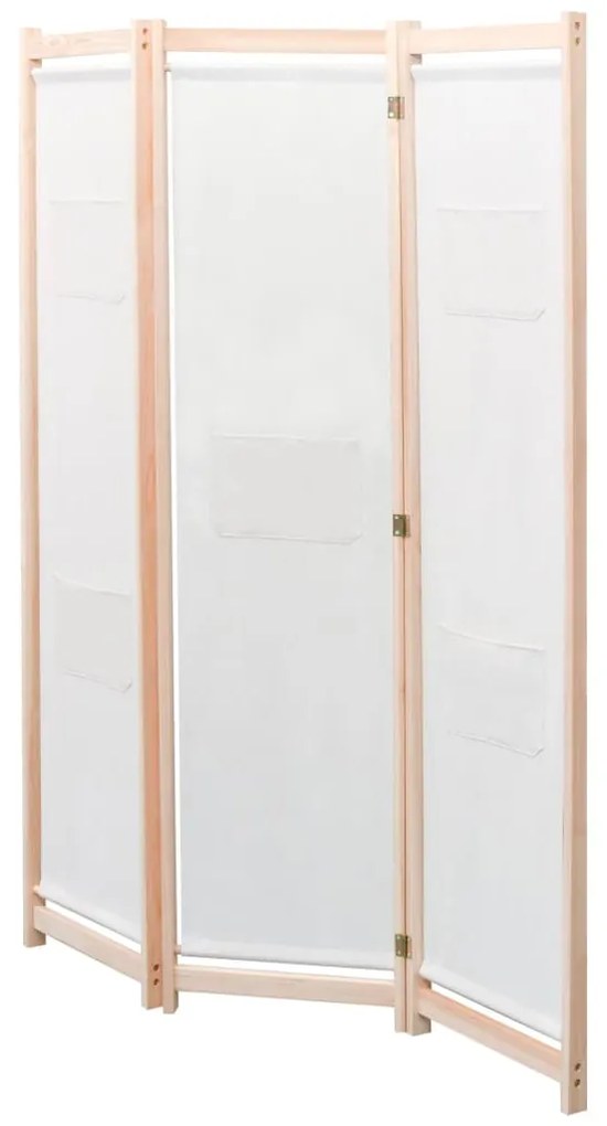 Divisória de quarto com 3 painéis 120x170x4 cm tecido creme