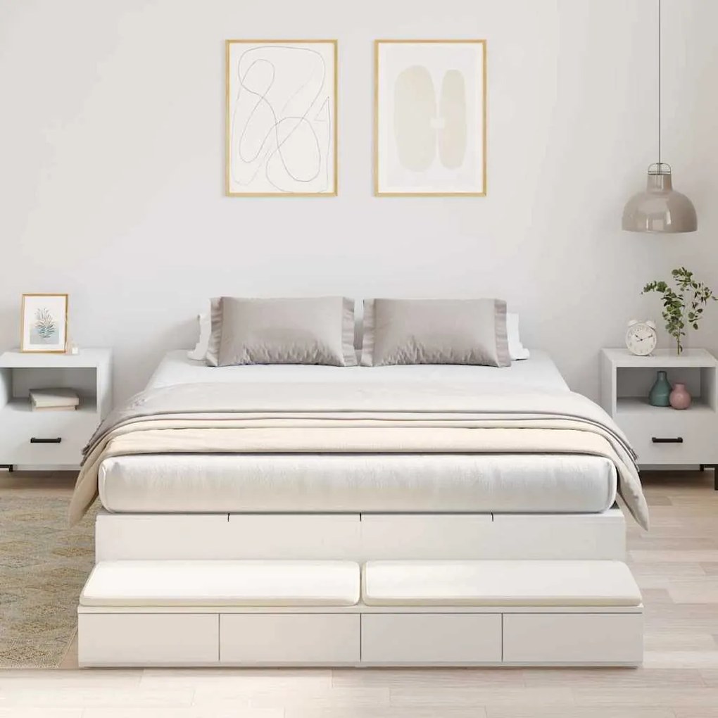vidaXL Estrado de cama com arrumação Branco 135 cm Madeira processada