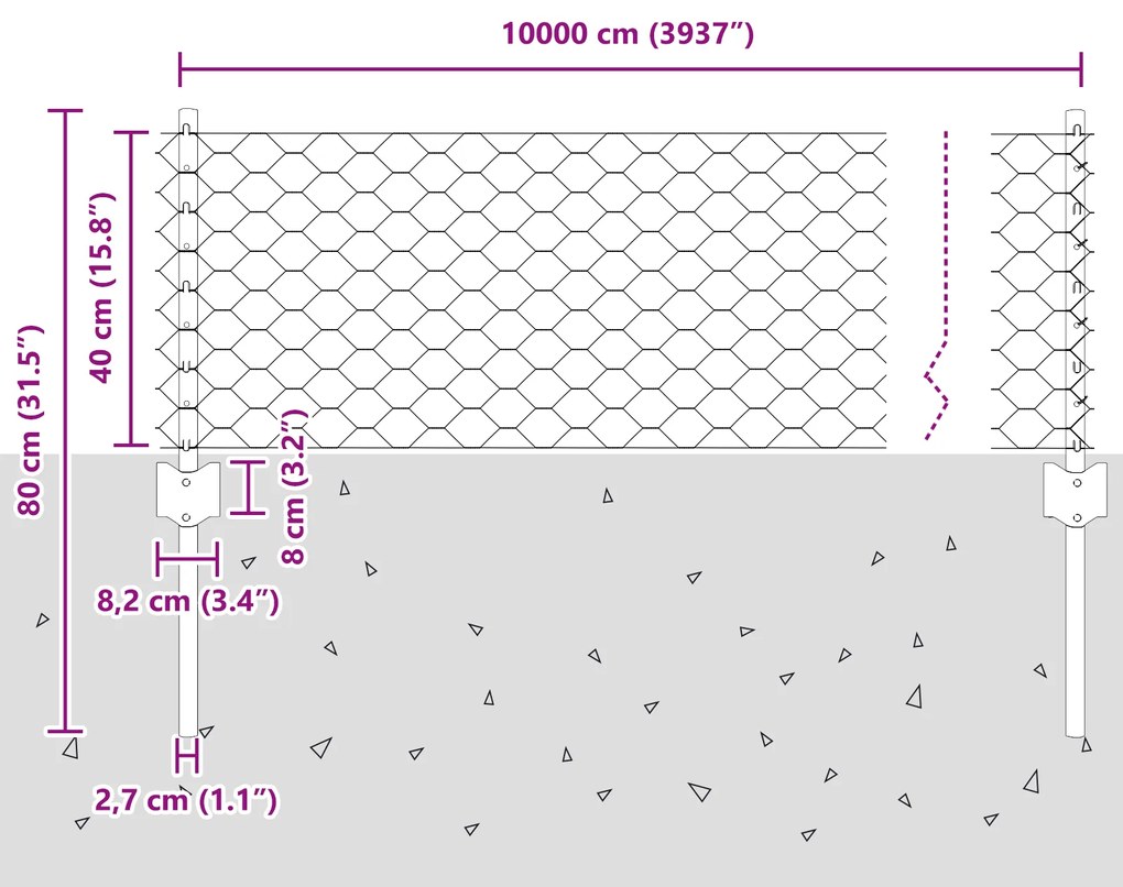 Postes de Cerca 11 pcs U-Channel 40 cm Aço Galvanizado