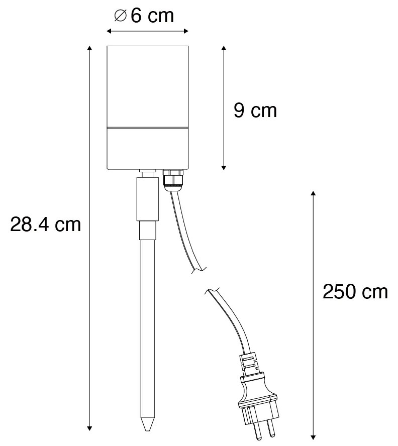 Foco de jardim creme GU10 50mm ajustável IP44 com cabo e ficha - Solo Moderno