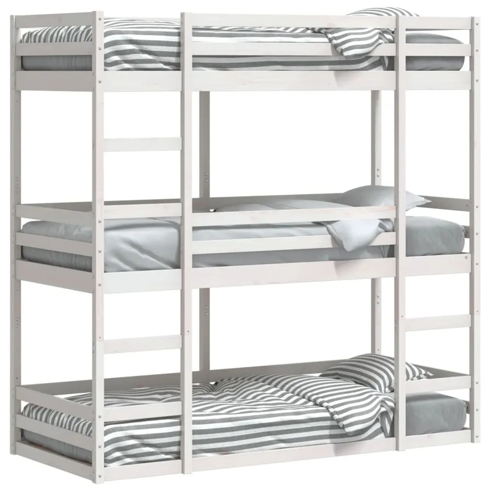 Beliche triplo 90x190 cm madeira de pinho maciça branco