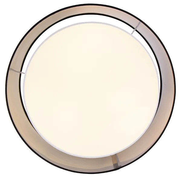 Candeeiro de teto moderno preto com branco 50 cm 3 luzes - Drum Duo Moderno