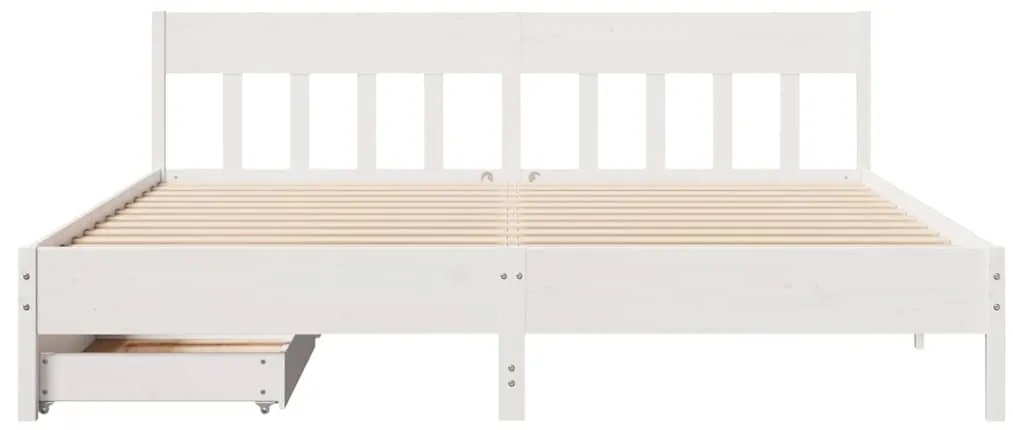 Cama sem colchão 180x200 cm madeira de pinho maciça branco